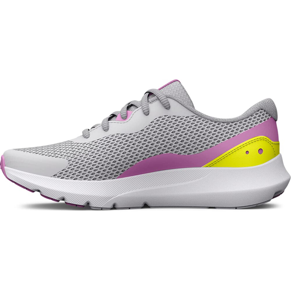 Under Armour Girls' Big Kid Surge 3  (102) Halo Gray/Jellyfish/Iridesc