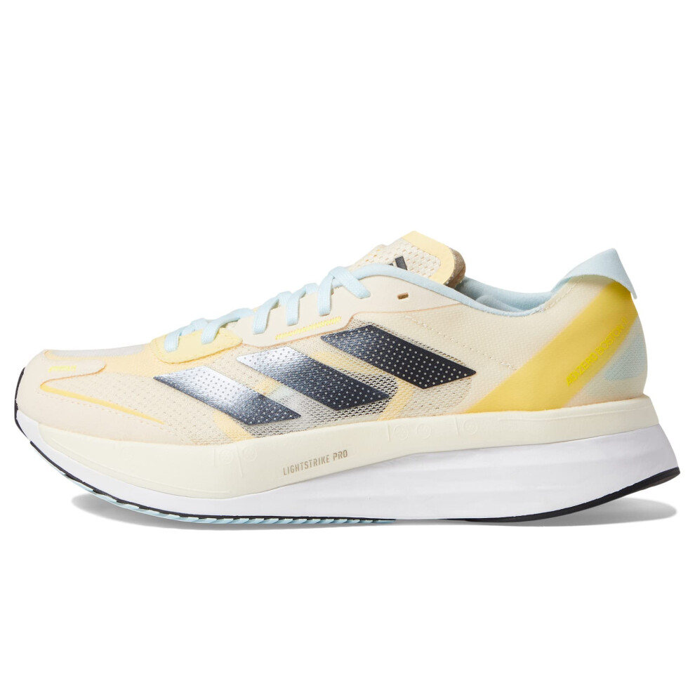 adidas Women's Adizero Boston 11 Sneaker  Ecru Tint/Night Metallic/Bea