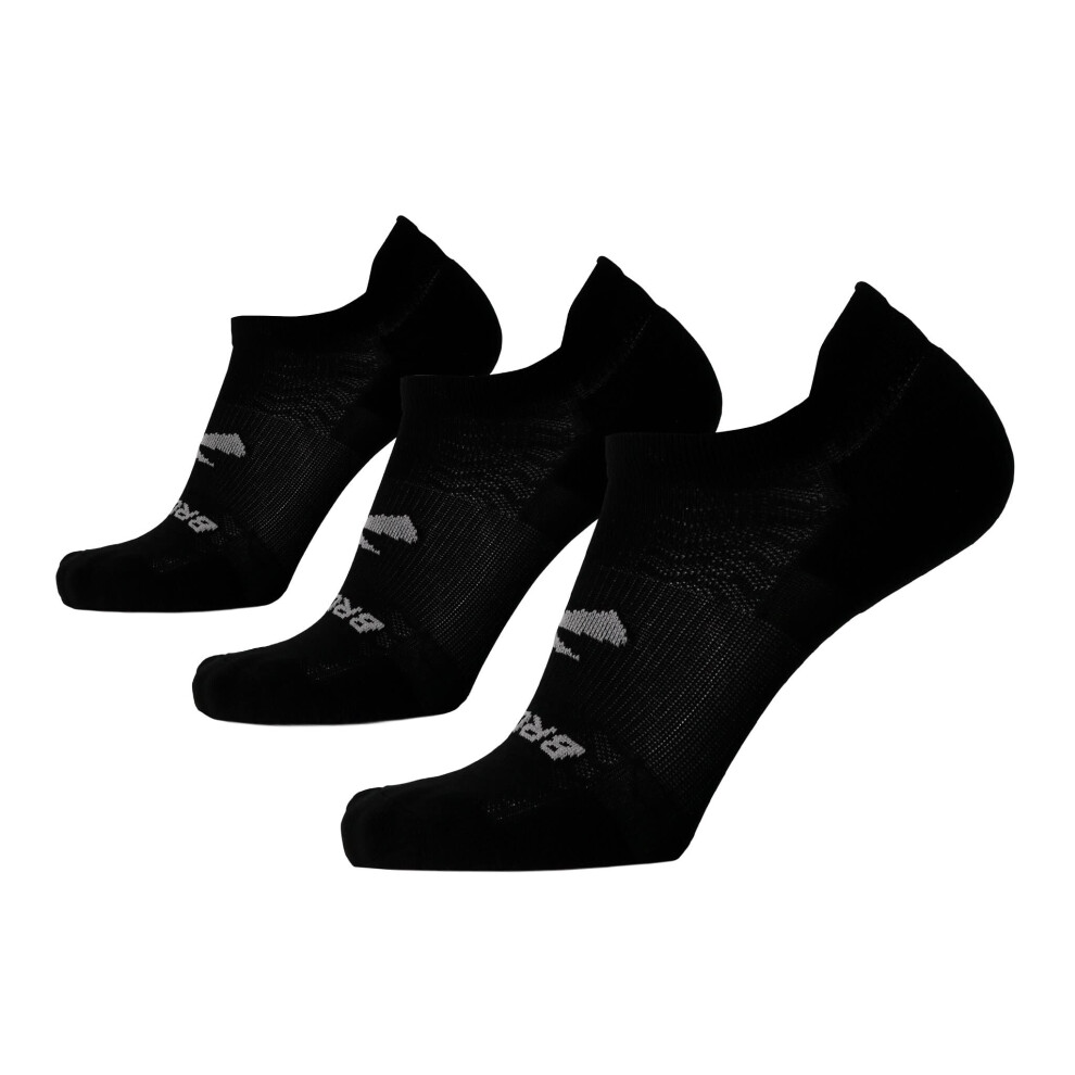 Brooks Run-In No Show Socks I Comfort Fit  Unisex  Performance Running Socks (3-Pack Set) - Black - M
