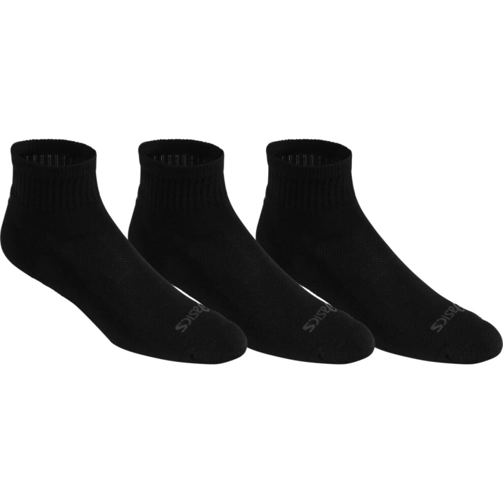 ASICS Cushion Quarter Running Socks 3-pairs  Black  Medium