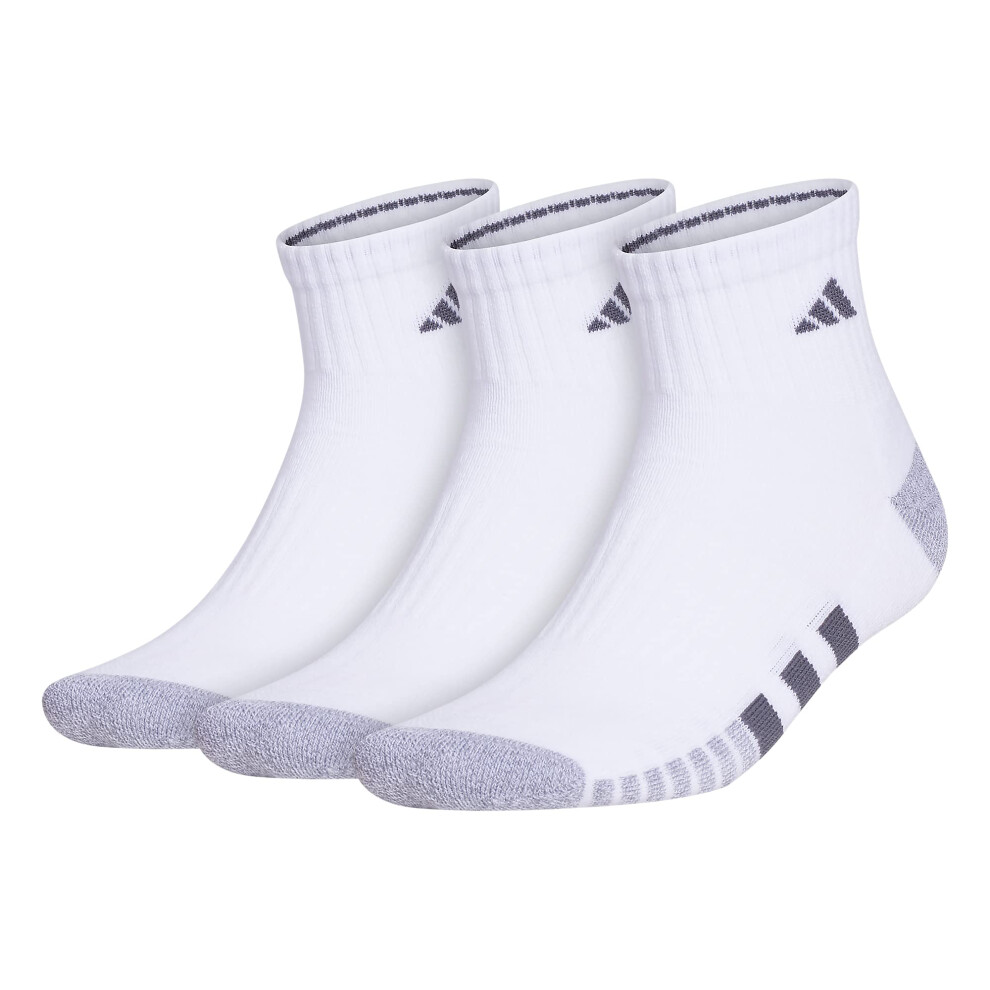 adidas Mens Cushioned Quarter Socks (3-Pair)  White/Grey/Onix Grey  La