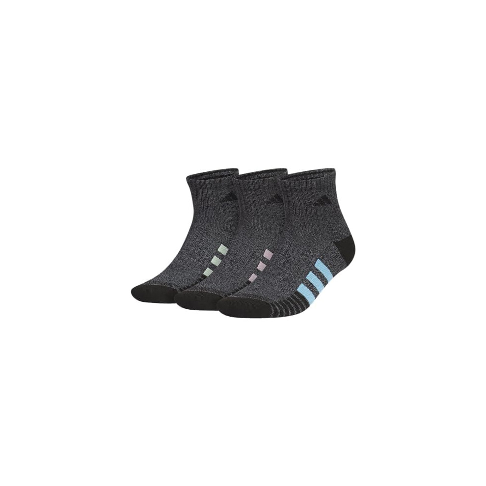 adidas Mens Cushioned Quarter Socks (3-Pair)  Black/Onix Grey/Semi Blu