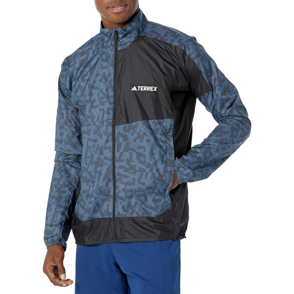 adidas Men's Terrex Trail Running Wind Jacket  Wonder Steel/Black  Med