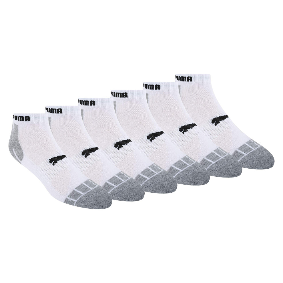 PUMA mens 6 Pack Low Cut running socks  White/Black  10 1 US