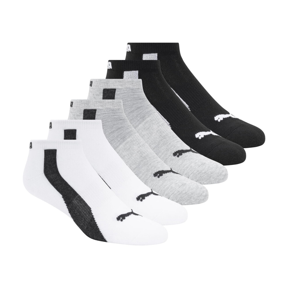 PUMA mens 6 Pack Low Cut running socks  White/Black/Grey  10 1 US