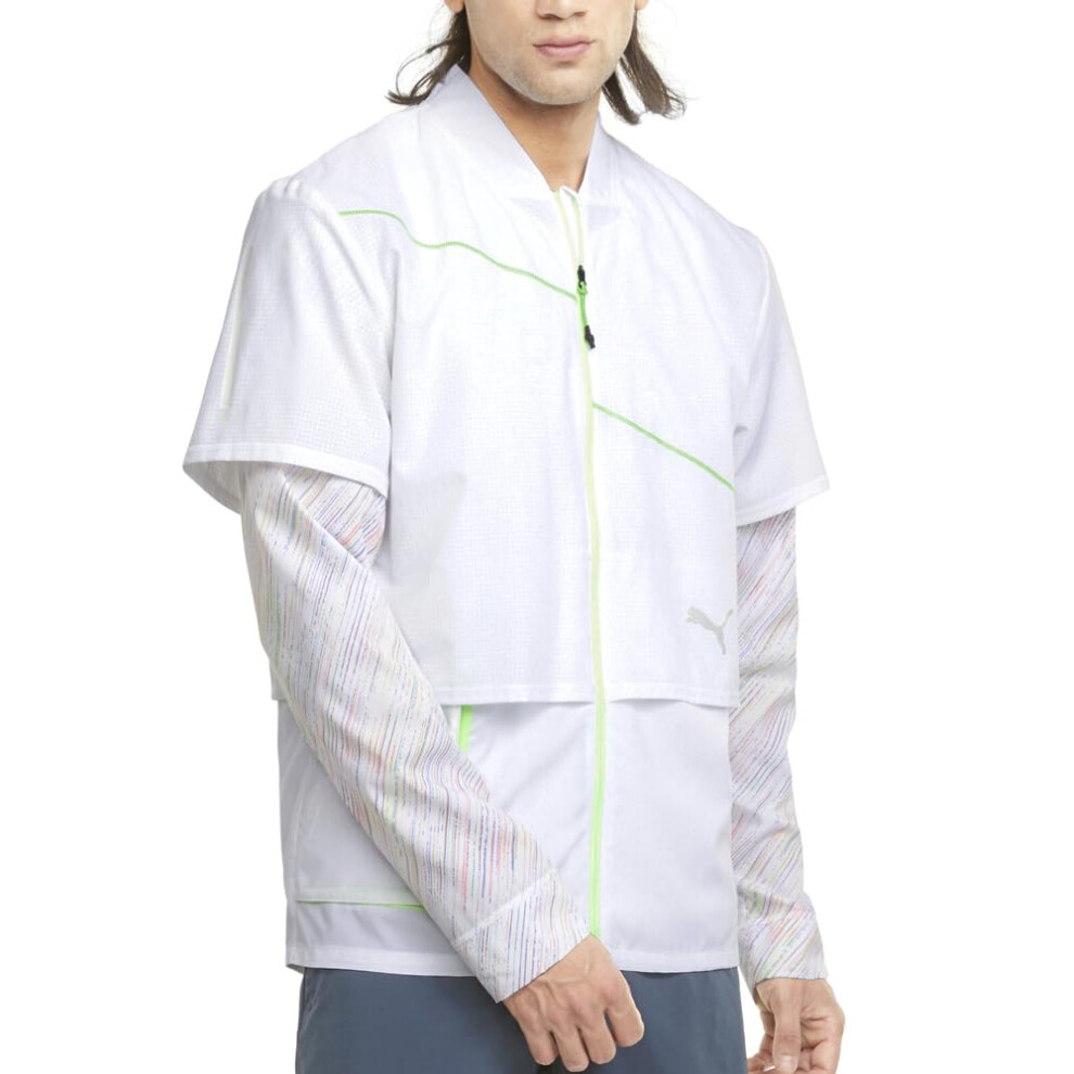 PUMA Mens Run Woven Ultra Jacket  White  Large US