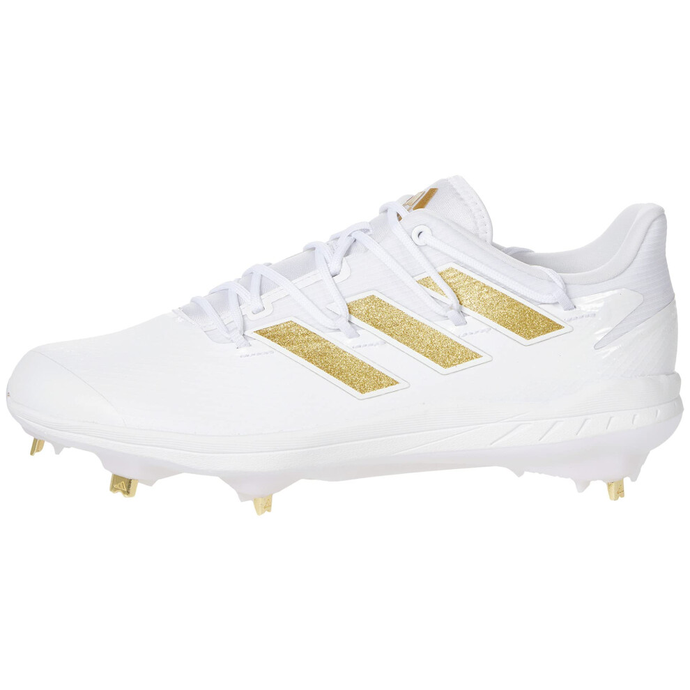 adidas Men's Adizero Afterburner 8 Baseball Shoe  White/Gold Metallic/