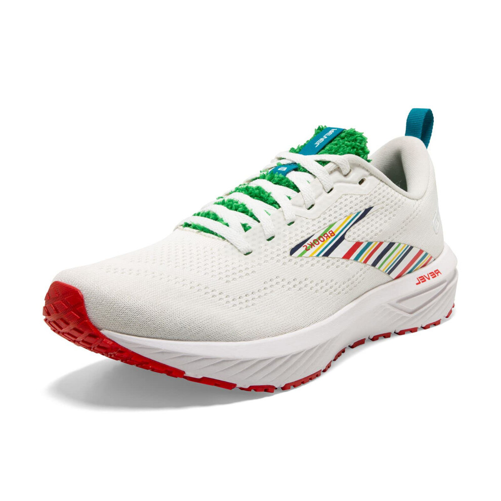 Brooks Mens Revel 6 Neutral Running Shoe - White/Green/Red - 9.5 Mediu