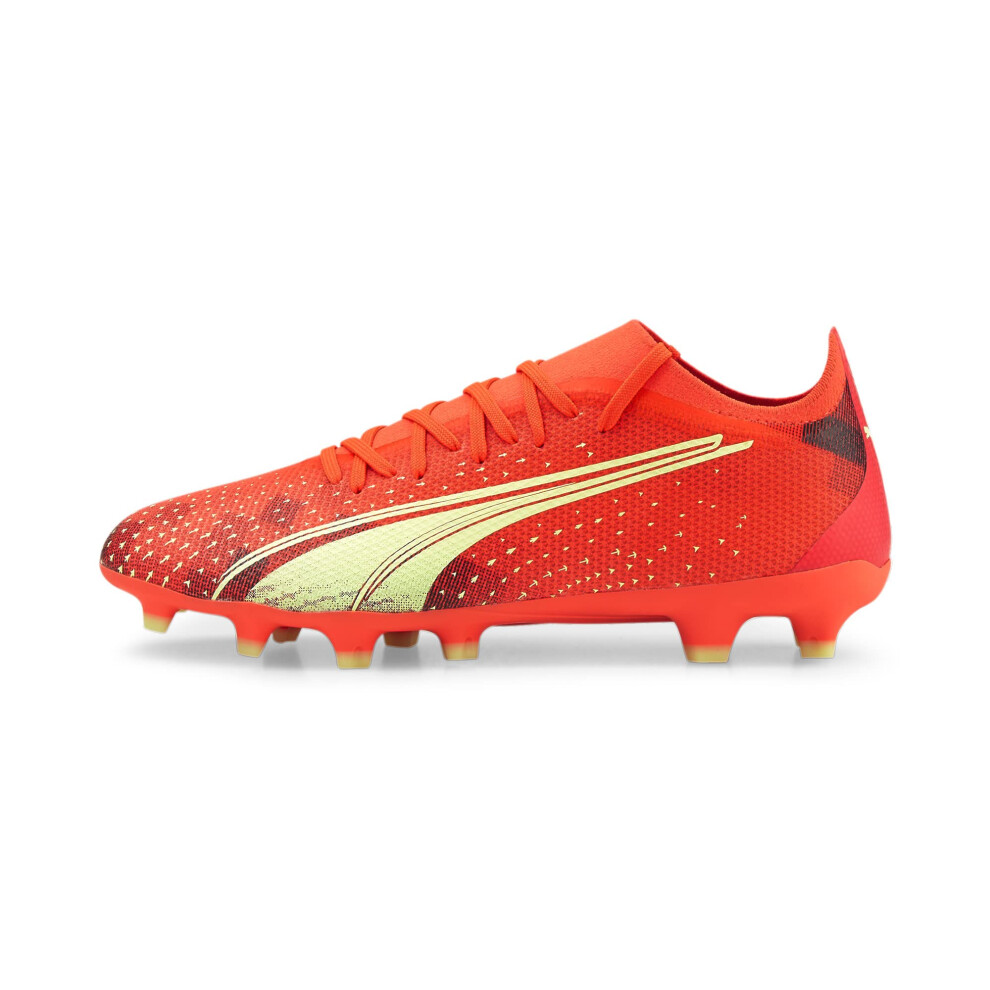 PUMA Men's Ultra Match Fg/Ag Soccer Shoe  Fiery Coral Fizzy Light Puma