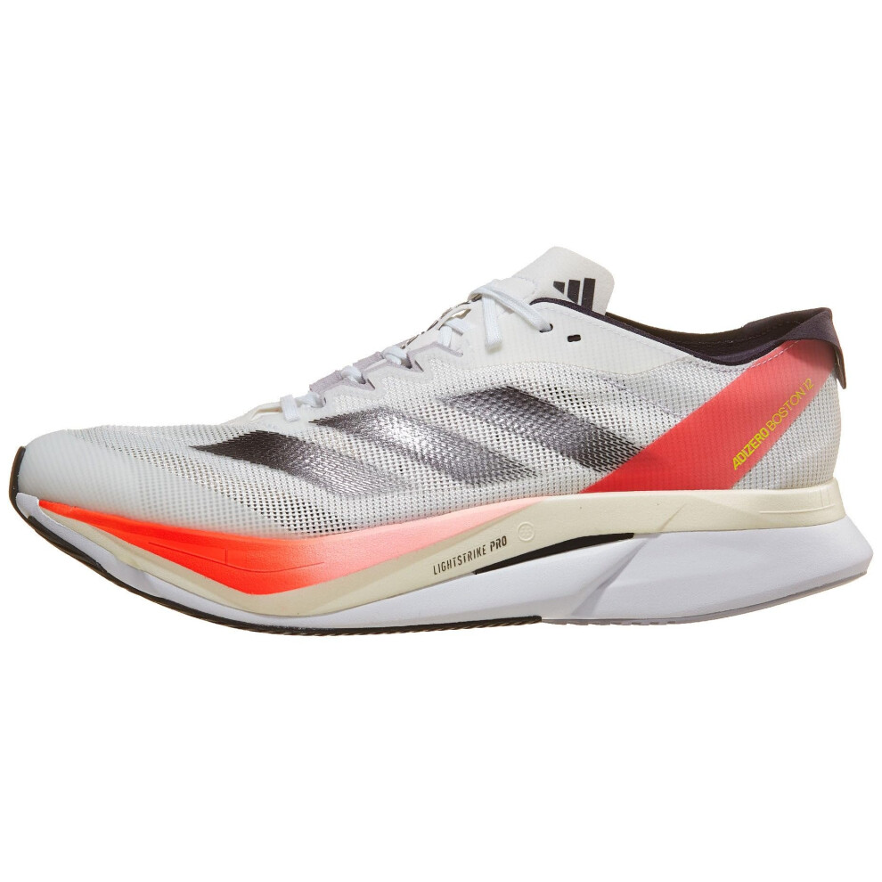 adidas Men's Adizero Boston 12 Shoes Sneaker  White/Aurora Met./Solar