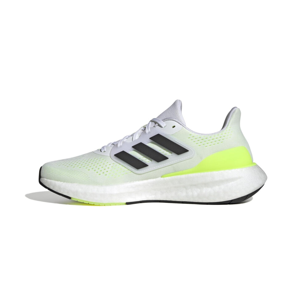 adidas Men's Pureboost 23 Sneaker  White/Core Black/Lucid Lemon  9