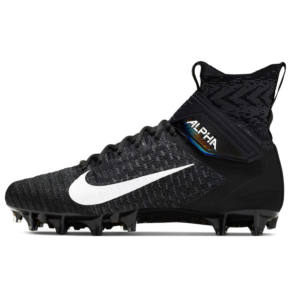 Nike Men's Alpha Menace Elite 2 Football Cleats (Black/White/Dark Grey