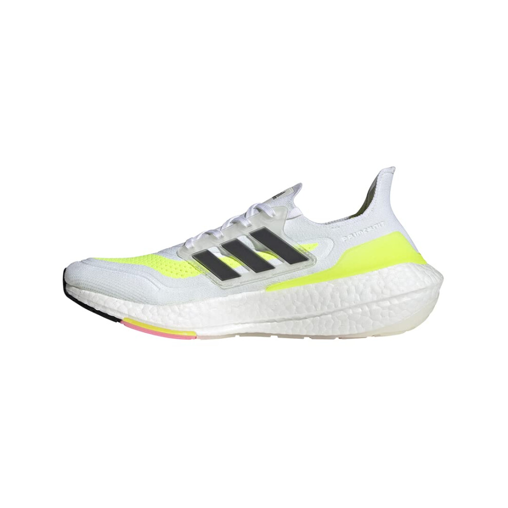 adidas Men's Ultraboost-21 Running Shoe  White/Black/Solar Yellow  6.5