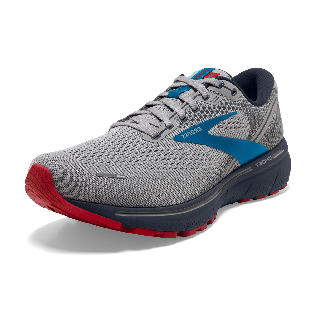 Brooks Men's Ghost 14 Neutral Running Shoe - Grey/Blue/Red - 12 Medium