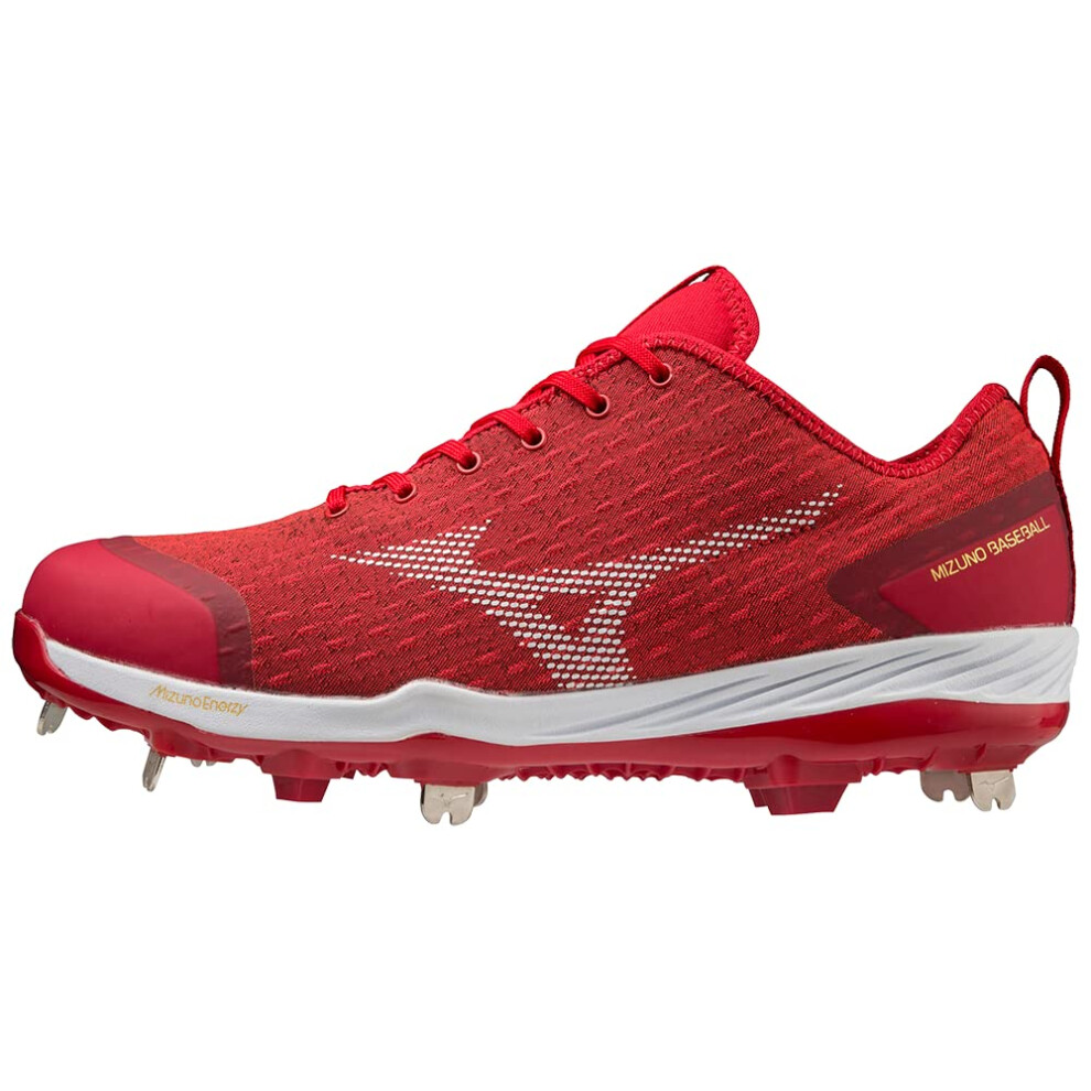 Mizuno Men's Dominant 4 Baseball Shoe  Red-White  9