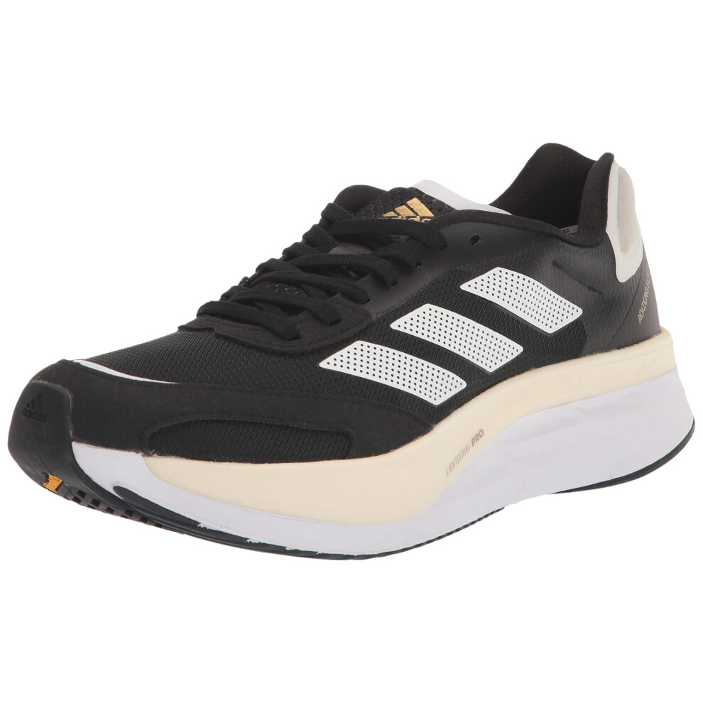 adidas Men's Adizero Boston 10 Sneaker  Black/White/Gold Metallic  11