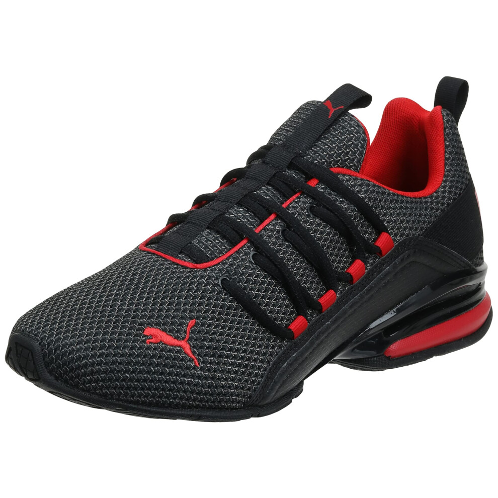 PUMA mens Axelion Running Shoe  Black/High Risk Red  8.5 US