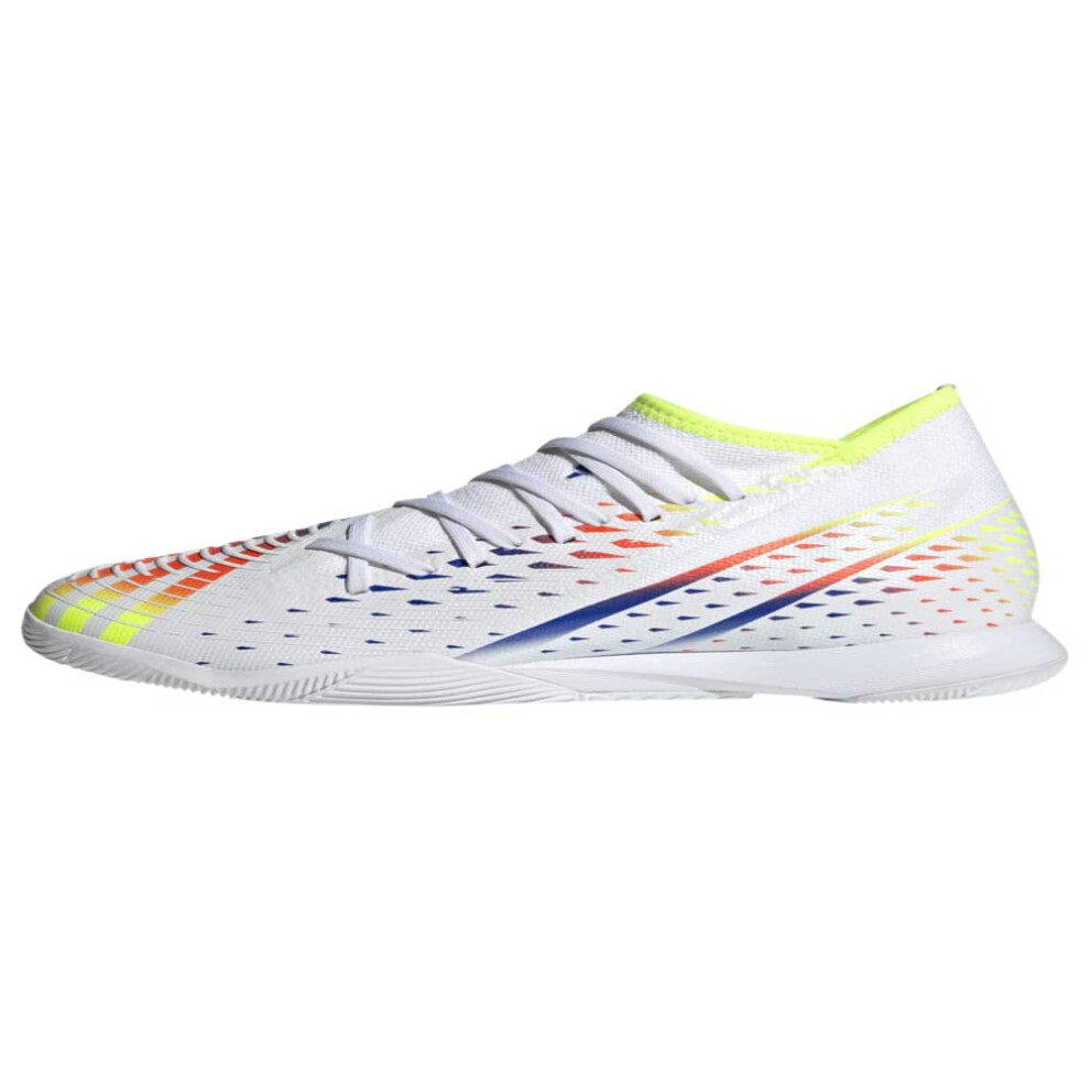 adidas Unisex Edge.3 Predator Indoor Soccer Shoe  White/Solar Yellow/P