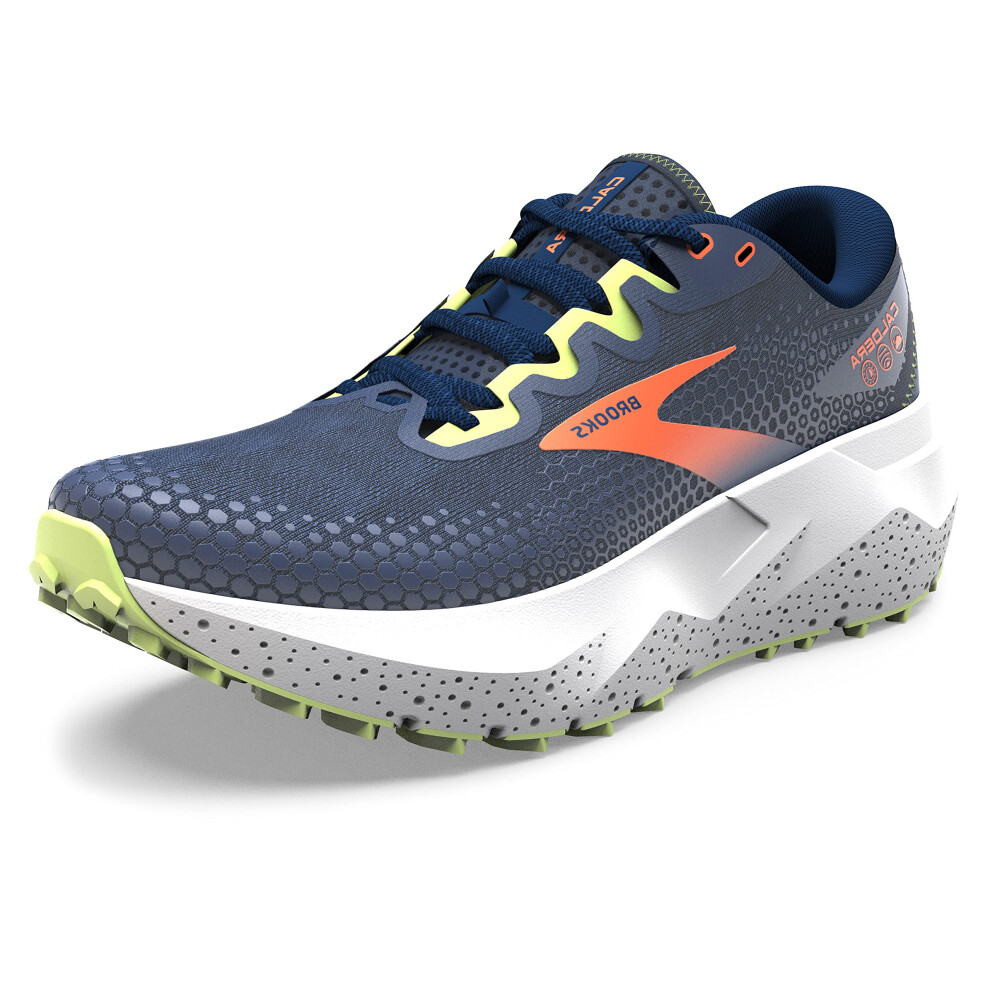 Brooks Mens Caldera 6 Trail Running Shoe - Navy/Firecracker/Sharp Gree