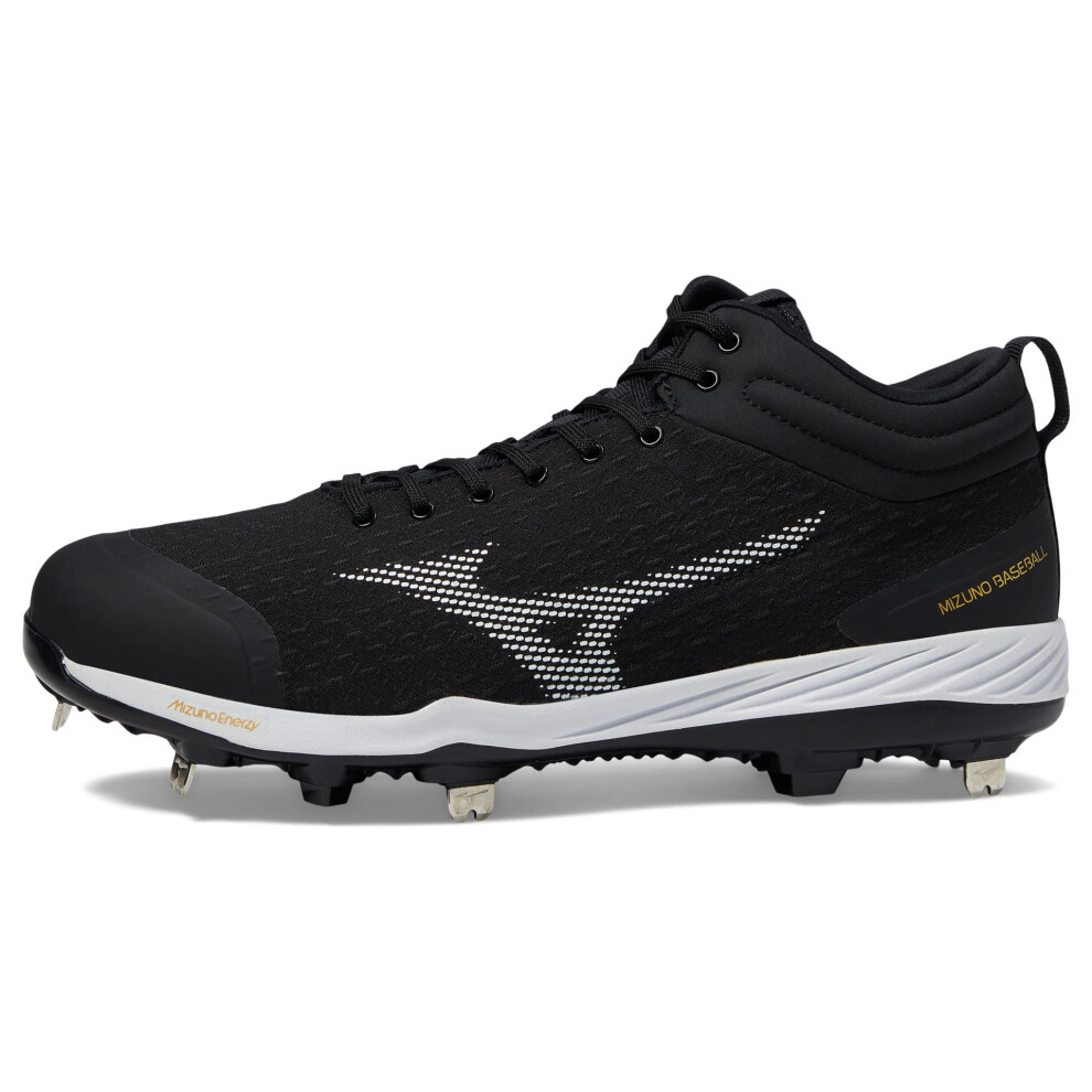 Mizuno Men's Dominant 4 MID Baseball Shoe  Black-White  10.5