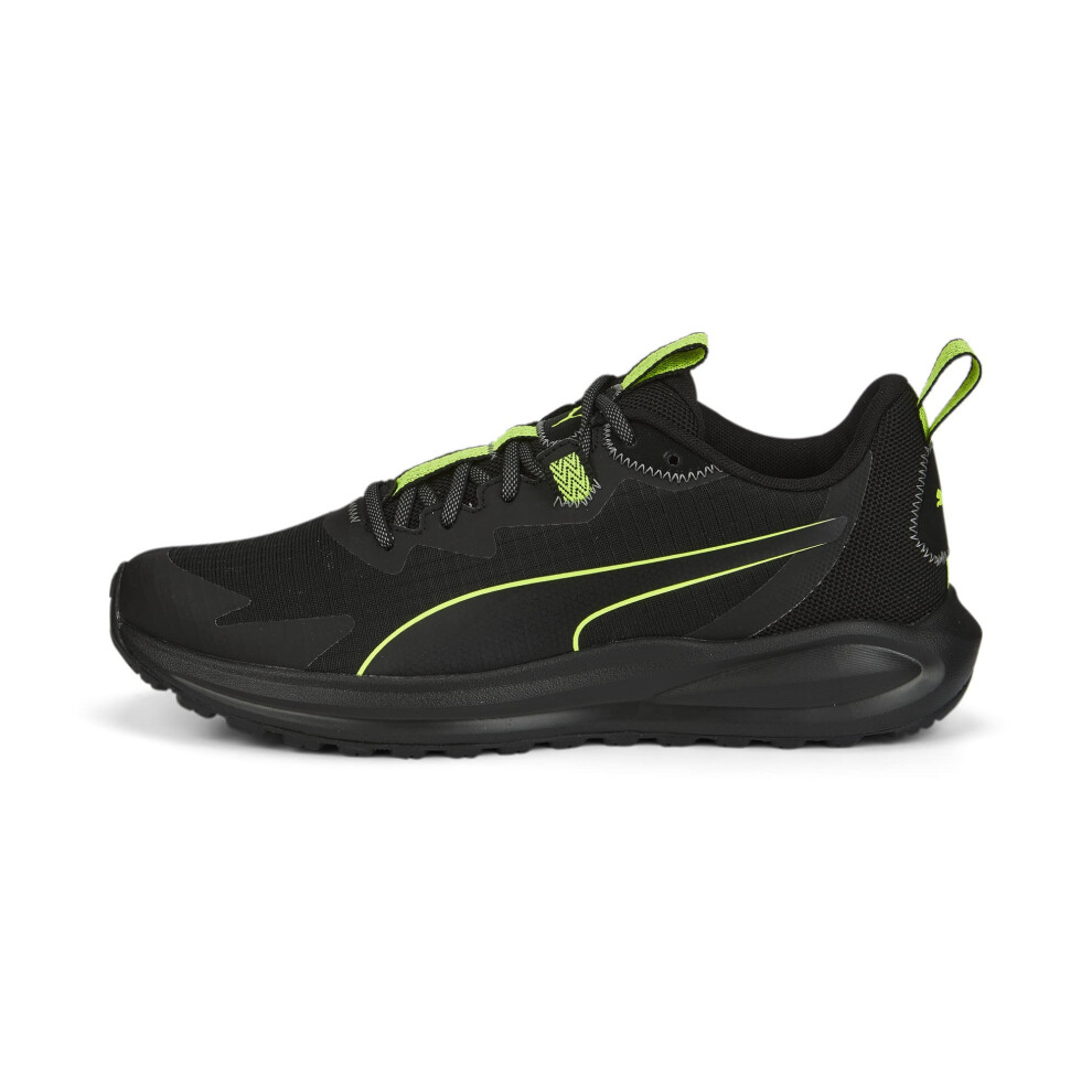 PUMA Men's Twitch Runner Trail Sneaker  Black-Lime Squeeze