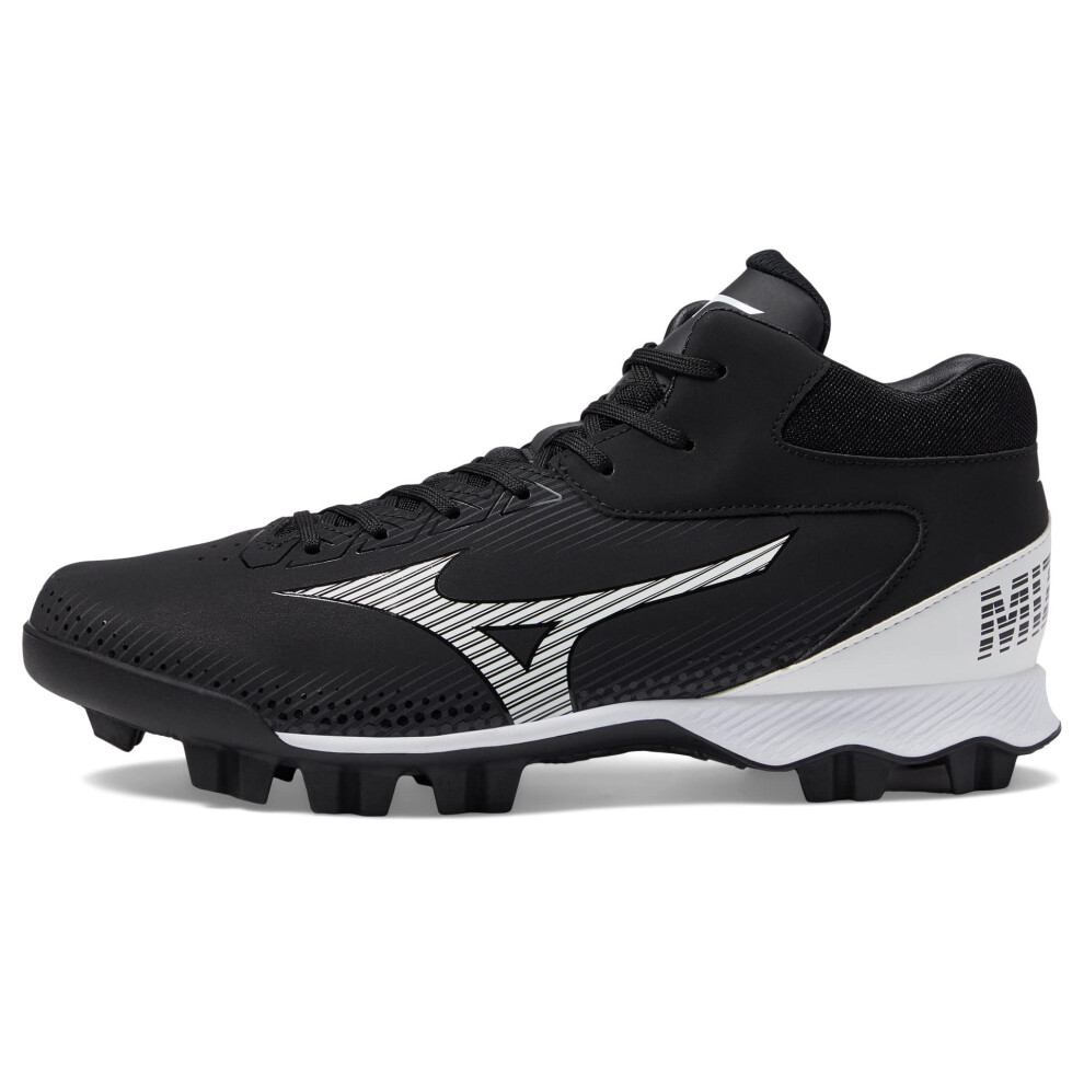 Mizuno Men's Wave Lightrevo MID Baseball Shoe  Black-White  9.5