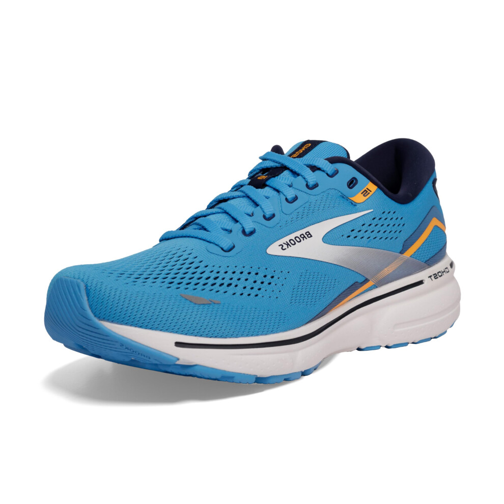 Brooks Men's Ghost 15 Neutral Running Shoe - Blue/Peacoat/Orange - 9 M