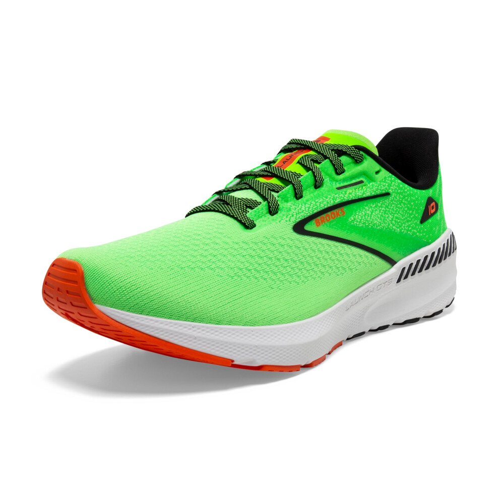 Brooks Mens Launch GTS 10 Supportive Running Shoe - Green Gecko/Red Or