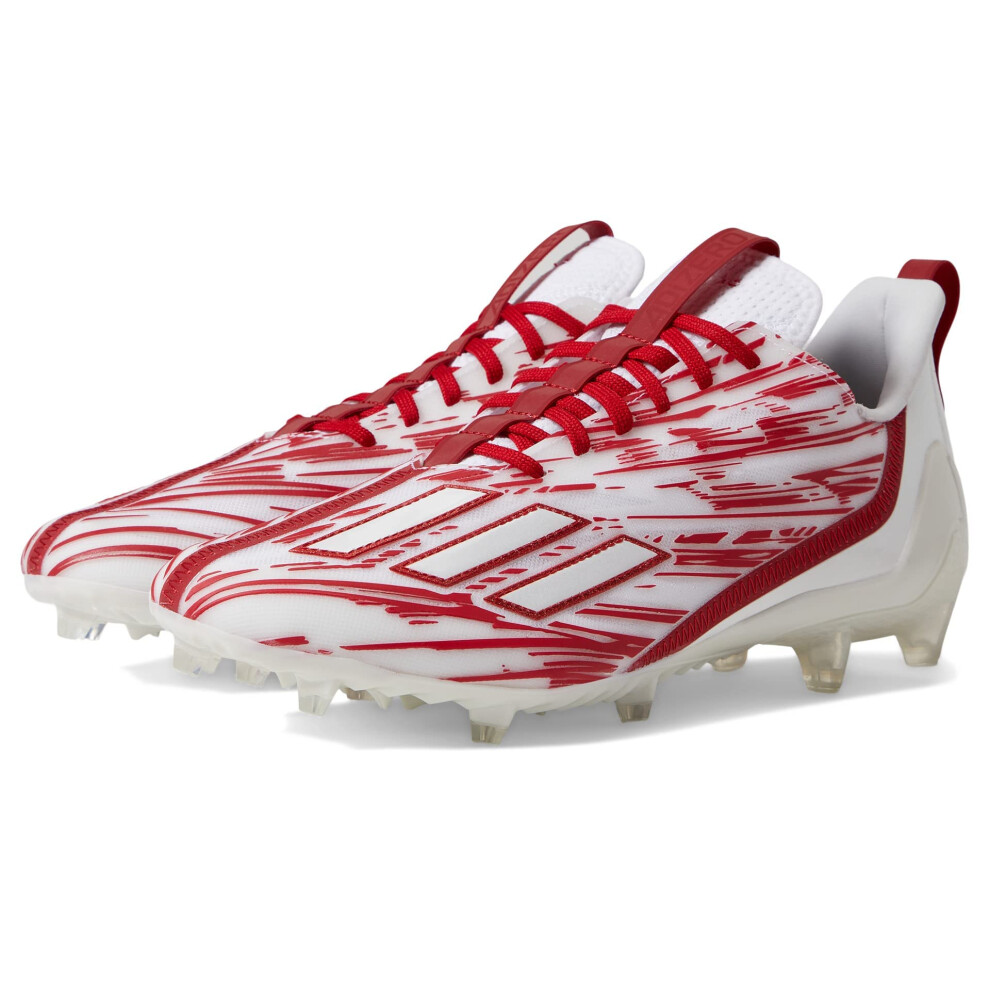 adidas Men's Adizero Football Shoe  White/Team Power Red/White  14