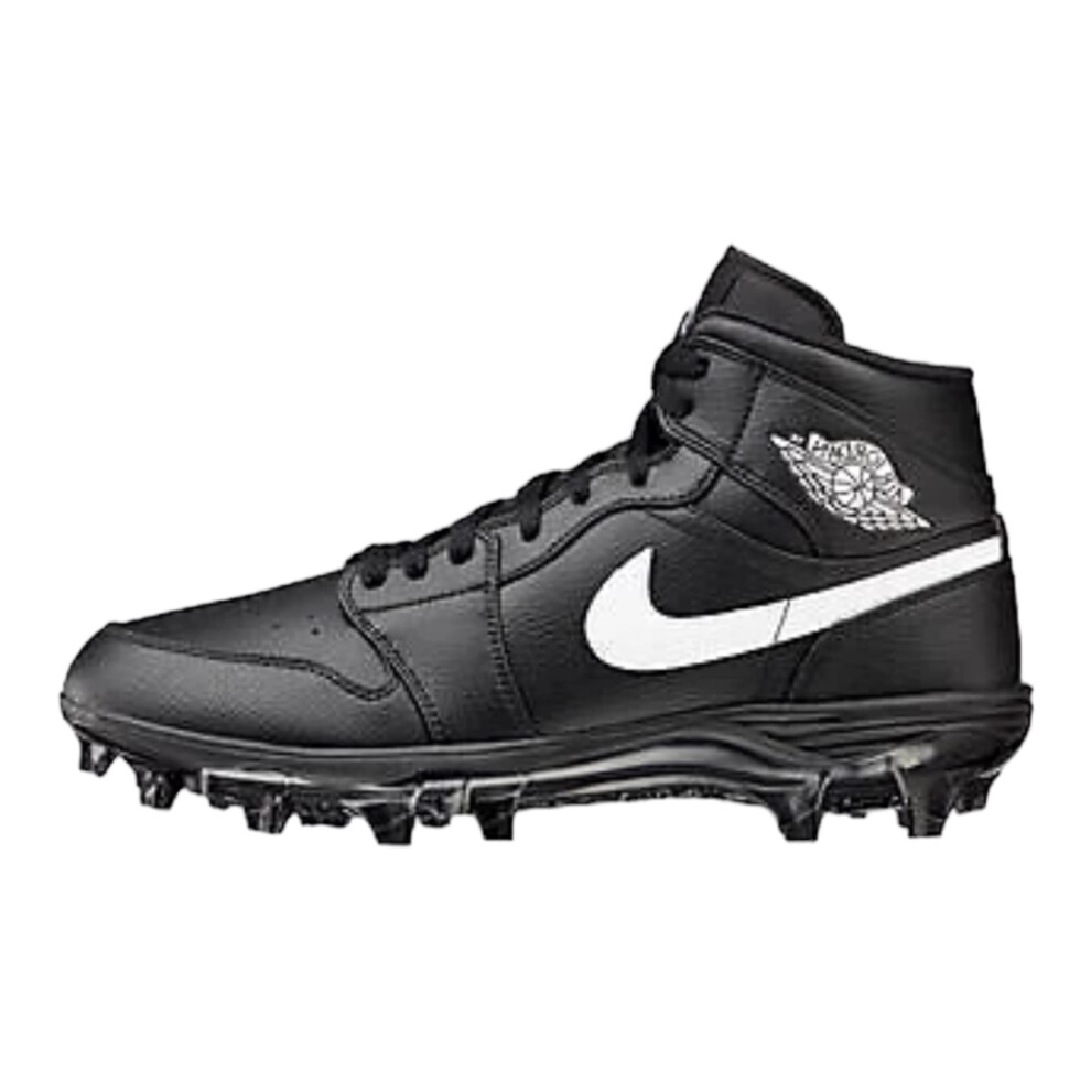 Nike Men's Jordan 1 Mid TB Football Cleats Black/White-Black Mid FJ680