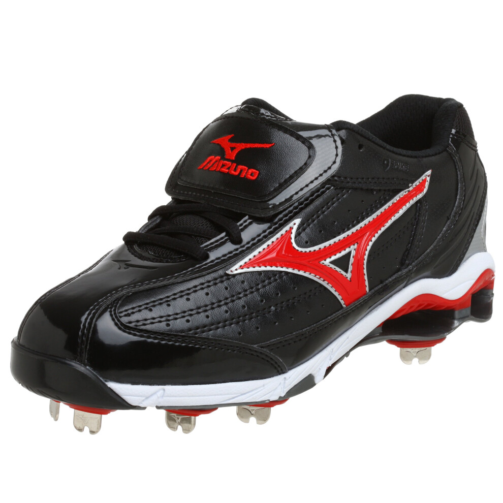 Mizuno Men's 9 Spike Classic G5 Low Baseball Cleat Black/Red 7.5 M