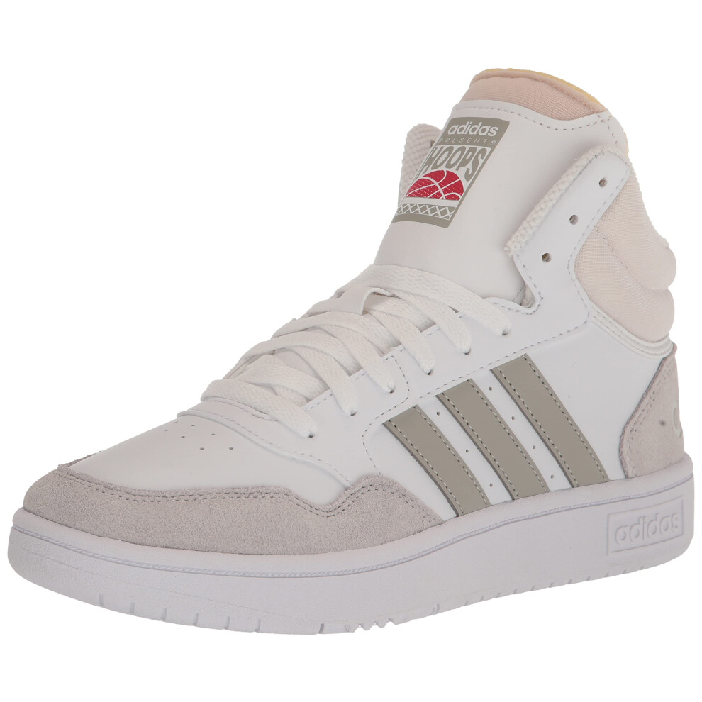 adidas Men's Hoops 3.0 Mid Basketball Shoe  White/Metal Grey/Grey One