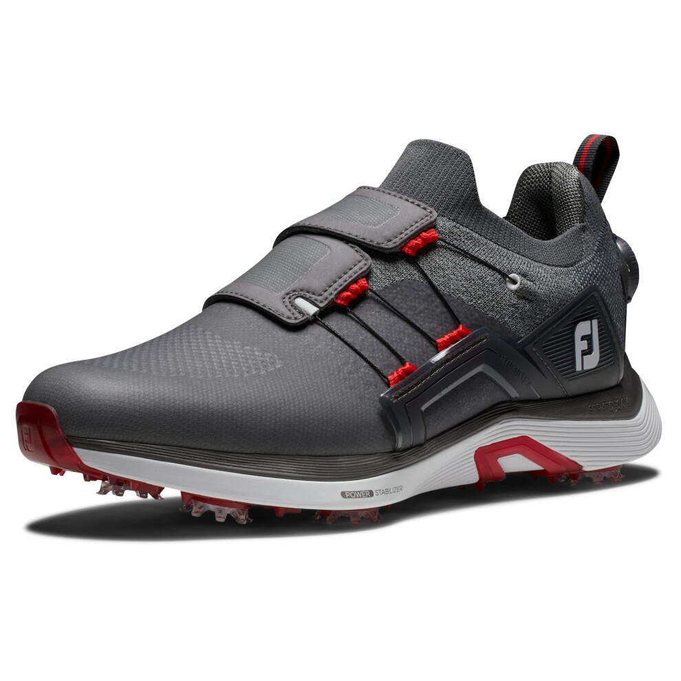 FootJoy Men's Hyperflex Boa Golf Shoe  CharcoalGrey/Red  8