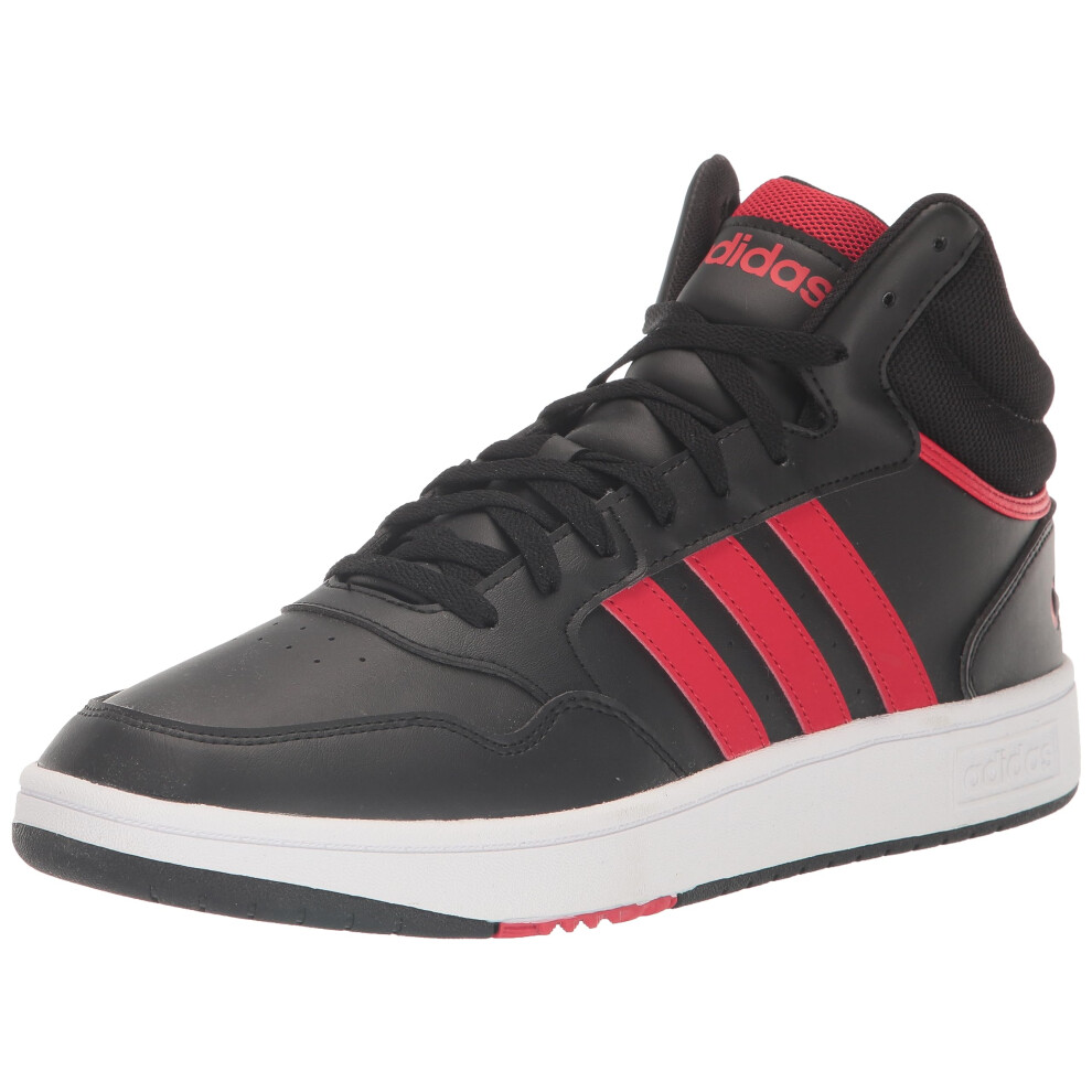 adidas Men's Hoops 3.0 Mid Sneaker  Black/Better Scarlet/White  10