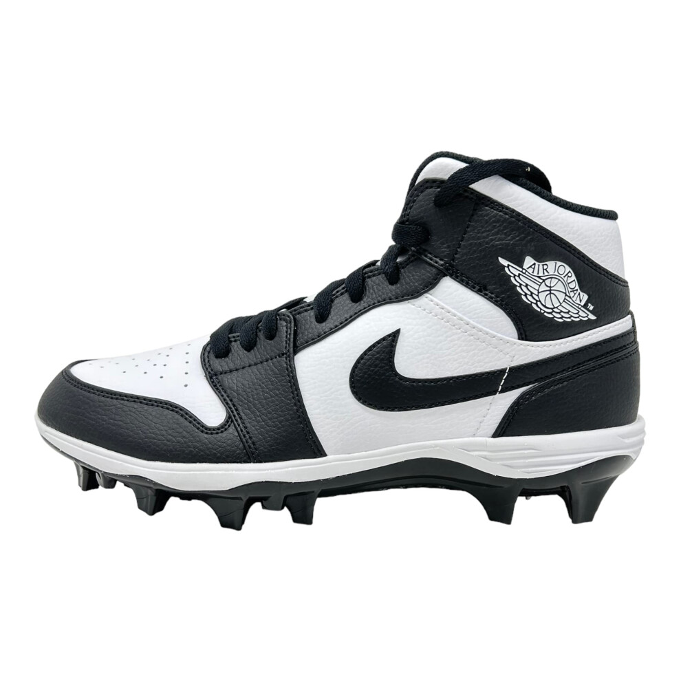 Nike Men's Jordan 1 Mid TB Football Cleats White/Black-Black FJ6805-10