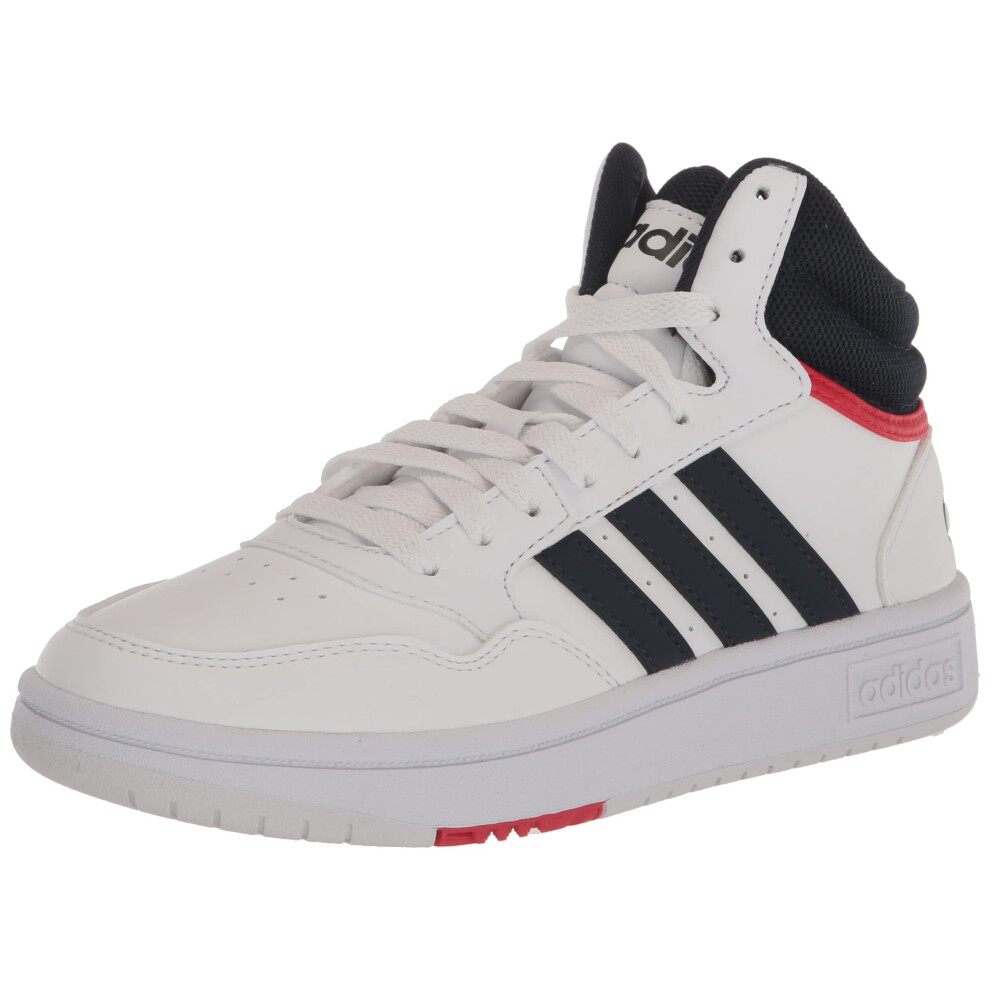 adidas Adult Hoops 3.0 Mid White/Legend Ink/Vivid Red 9