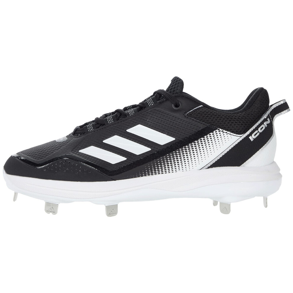 adidas Men's Icon 7 Baseball Shoe  White/Black/Silver Metallic  12