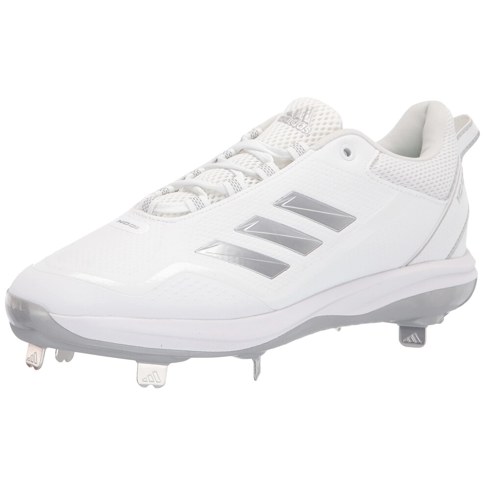 adidas Men's Icon 7 Baseball Shoe  White/Silver Metallic/Silver Metall