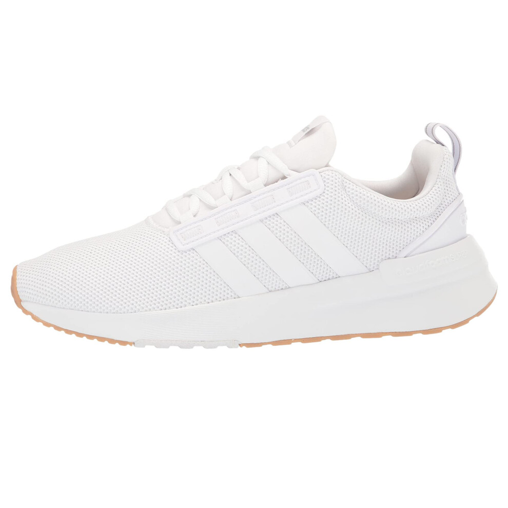 Adidas Men's Racer TR21 Running Shoe  White/White/Grey (Gum Sole)  8.5