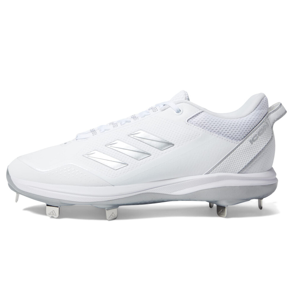 adidas Men's Icon 7 Baseball Shoe  White/Silver Metallic/Silver Metall