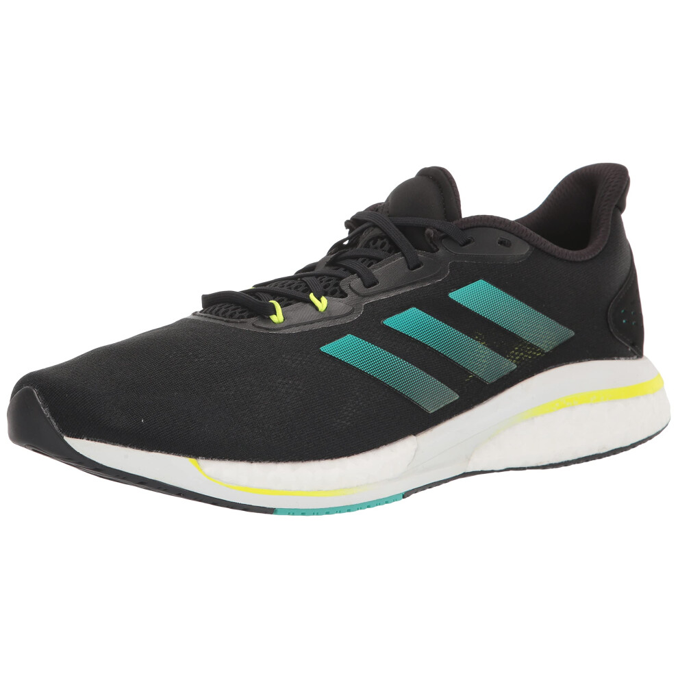 adidas Men's Supernova + Running Shoe  Black/Mint Rush/Solar Yellow  1