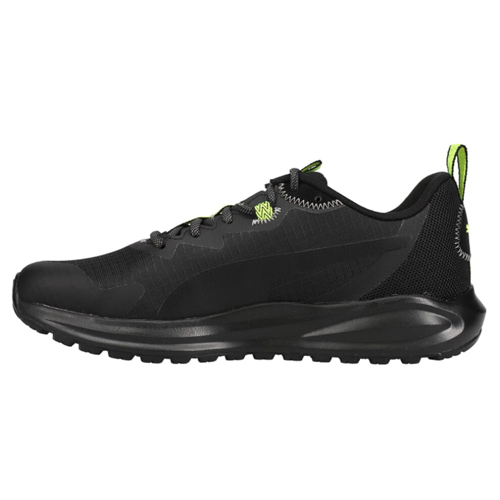 PUMA Men's Twitch Runner Trail Sneaker  Black-Lime Squeeze