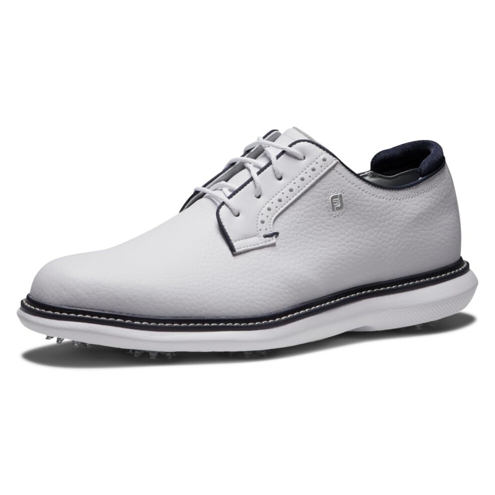 FootJoy Men's Traditions Blucher Golf Shoe  White/White/Navy  12 X-Wid