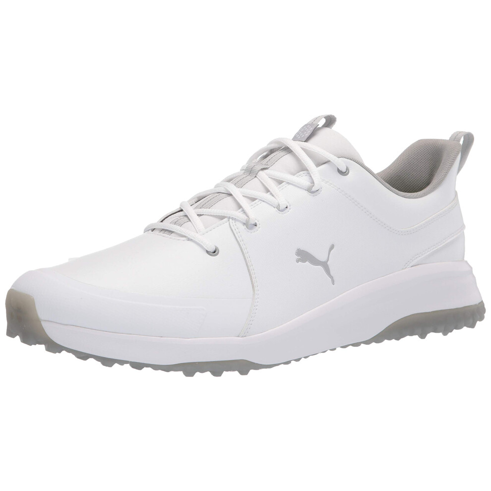 PUMA Men's Grip Fusion Pro 3.0 Golf Shoe  White Silver-Quiet Shade  14