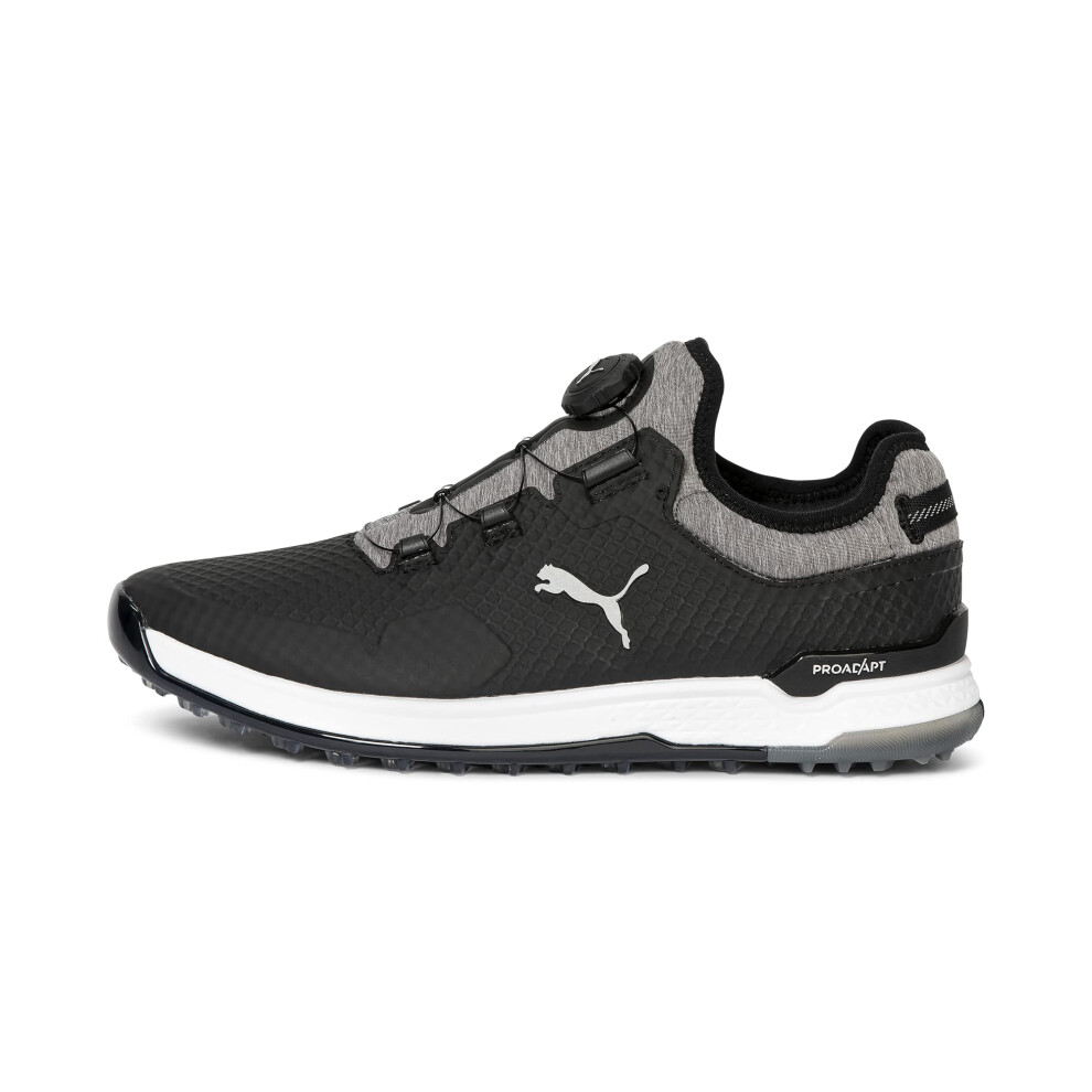 PUMA Men's Proadapt Alphacat Disc Golf Shoe  Black Silver/Quiet Shade