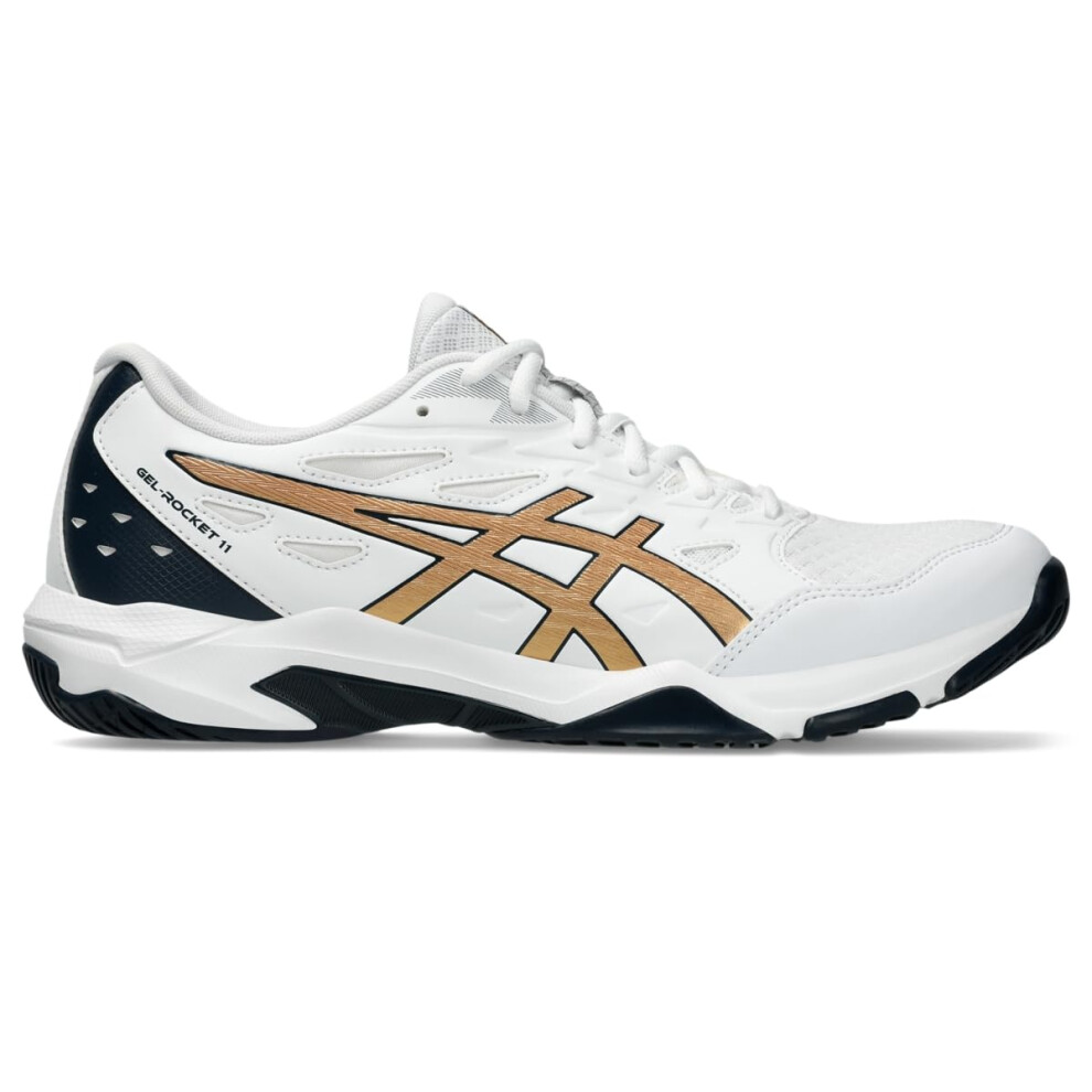 ASICS Men's GEL-ROCKET 11 Volleyball Shoes  11  WHITE/PURE GOLD