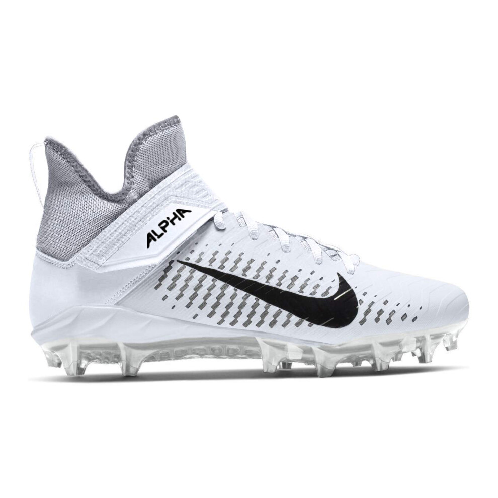 Nike Men's Alpha Menace Pro 2 Mid Football Cleat White/Black/Wolf Grey