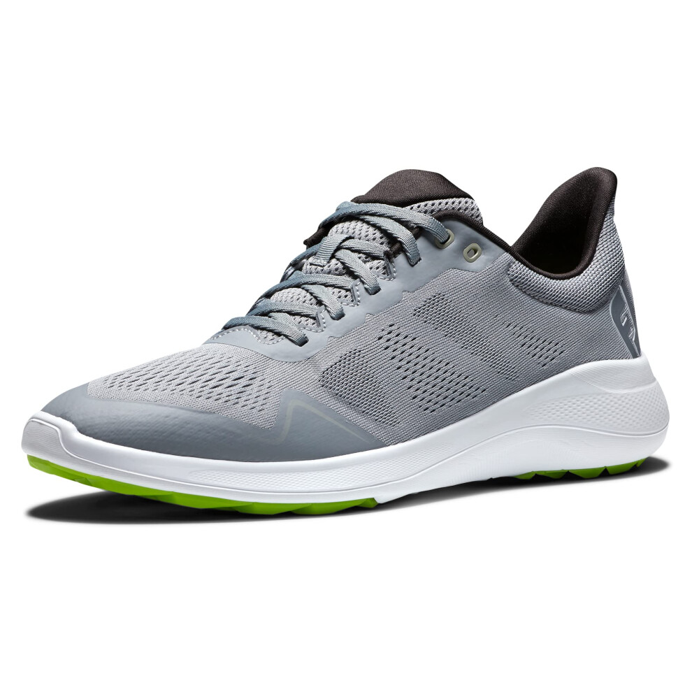 FootJoy Men's FJ Flex Golf Shoe  Grey/White/Lime  9.5