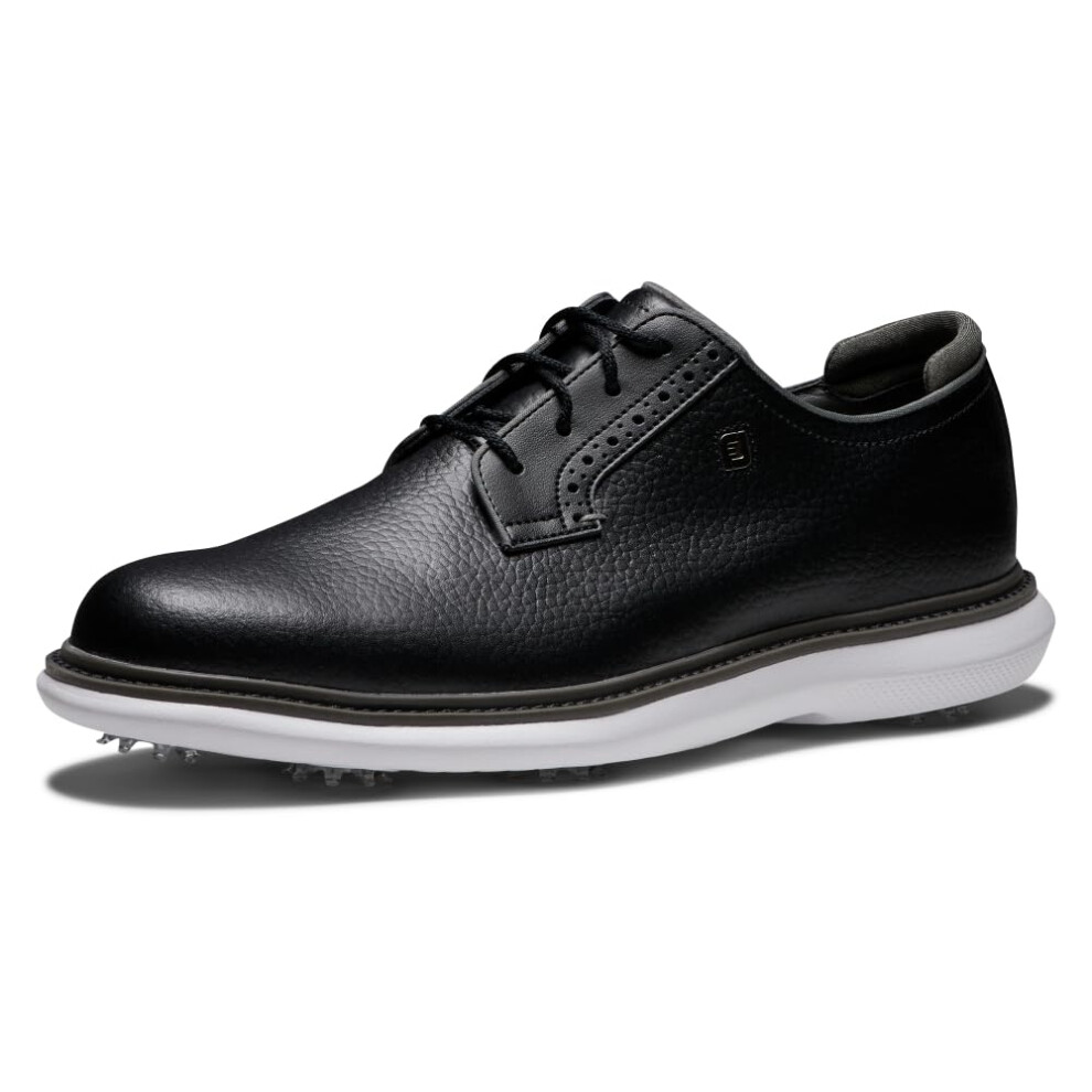 FootJoy Men's Traditions Blucher Golf Shoe  Black/White  10.5 Wide