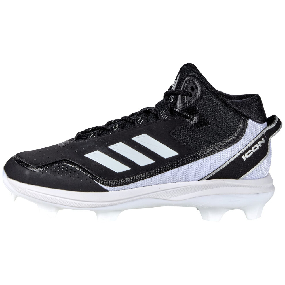 adidas Men's Icon 7 Mid TPU Baseball Shoe  Black/Silver Metallic/White